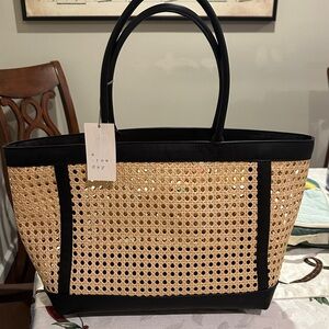A New Day Black and Tan Open Weave Tote